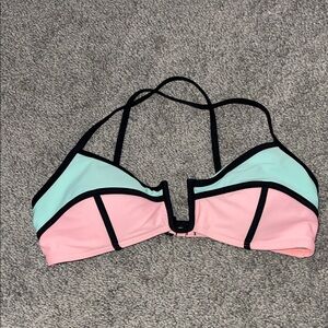 Elegant Pink and Mint Bikini Top